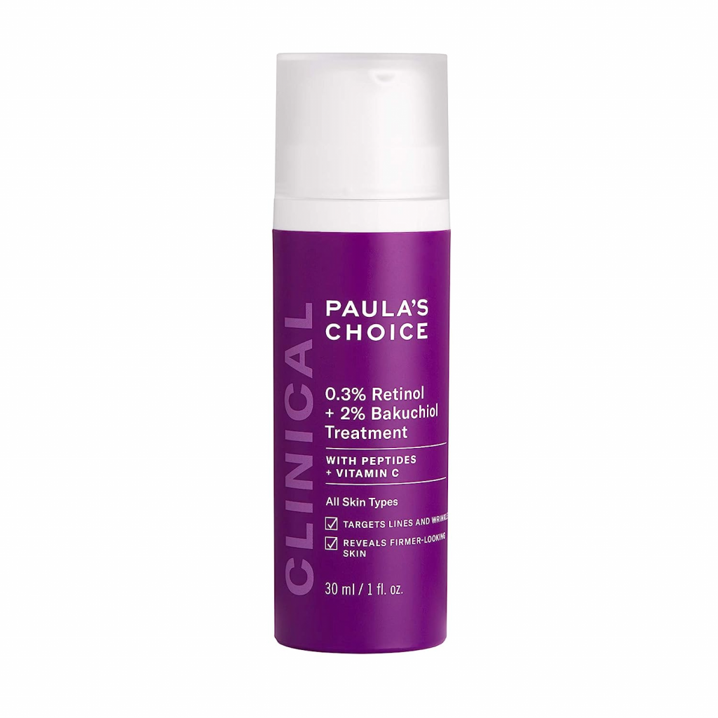 Paula's Choice 2% Bakuchiol Treatment bottle, a powerful retinol alternative for reducing fine lines and improving skin tone.