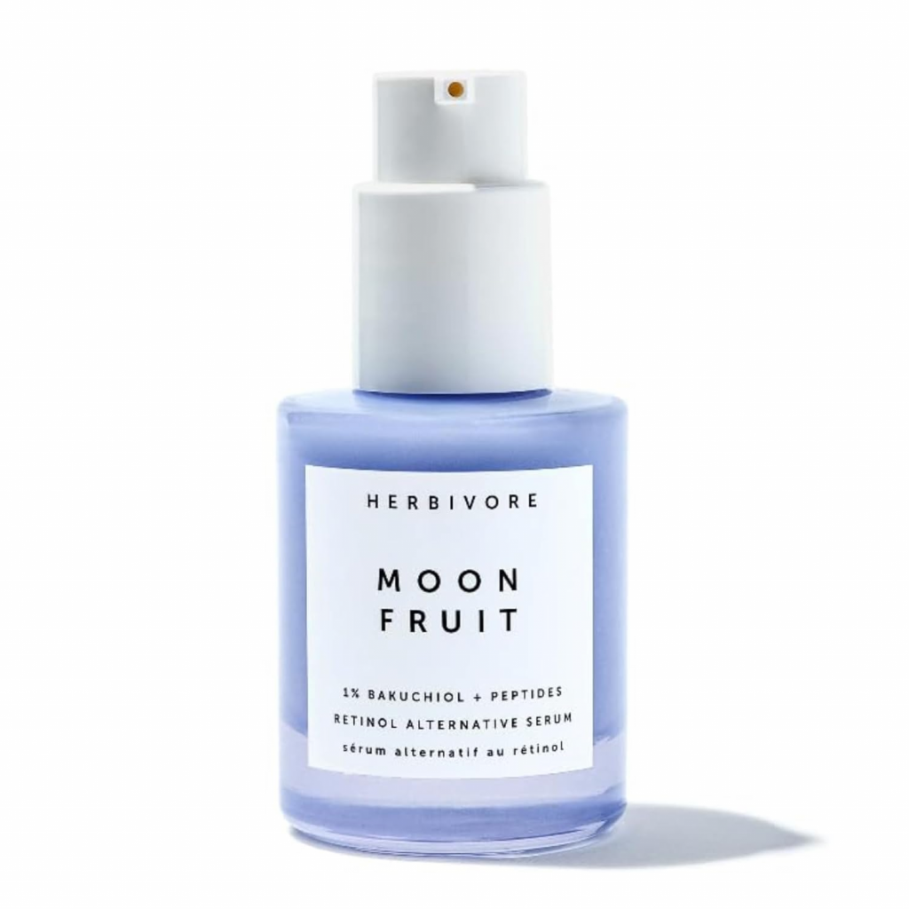 Herbivore Moon Fruit Bakuchiol Serum, a retinol alternative with peptides and superfruits for brightening and anti-aging benefits.