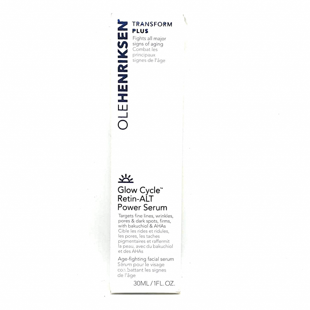 Ole Henriksen Glow Cycle Retin-ALT Power Serum, a dual-action bakuchiol and glycolic acid serum for smoother and even-toned skin.