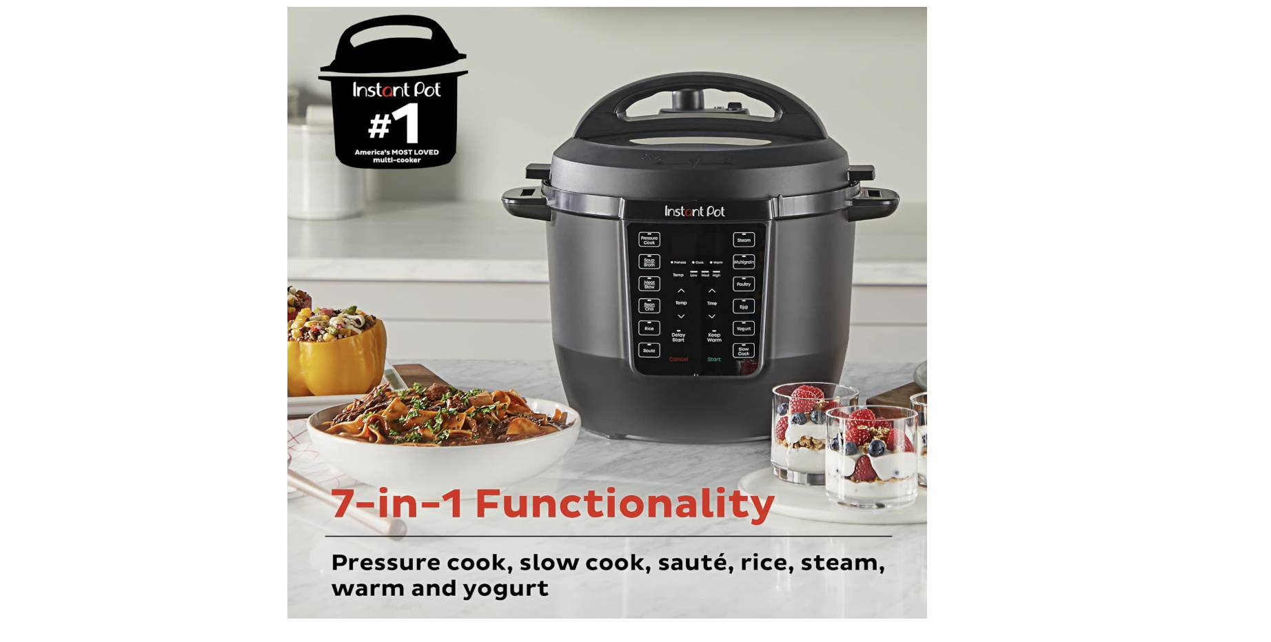 Instant Pot 7-in-1 Multi-Cooker with Sleek Touchscreen and Essential Cooking Functions