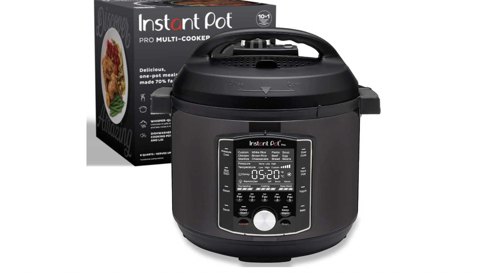 Instant Pot Pro Multi-Cooker with 10-in-1 Functions and Whisper-Quiet Steam Release