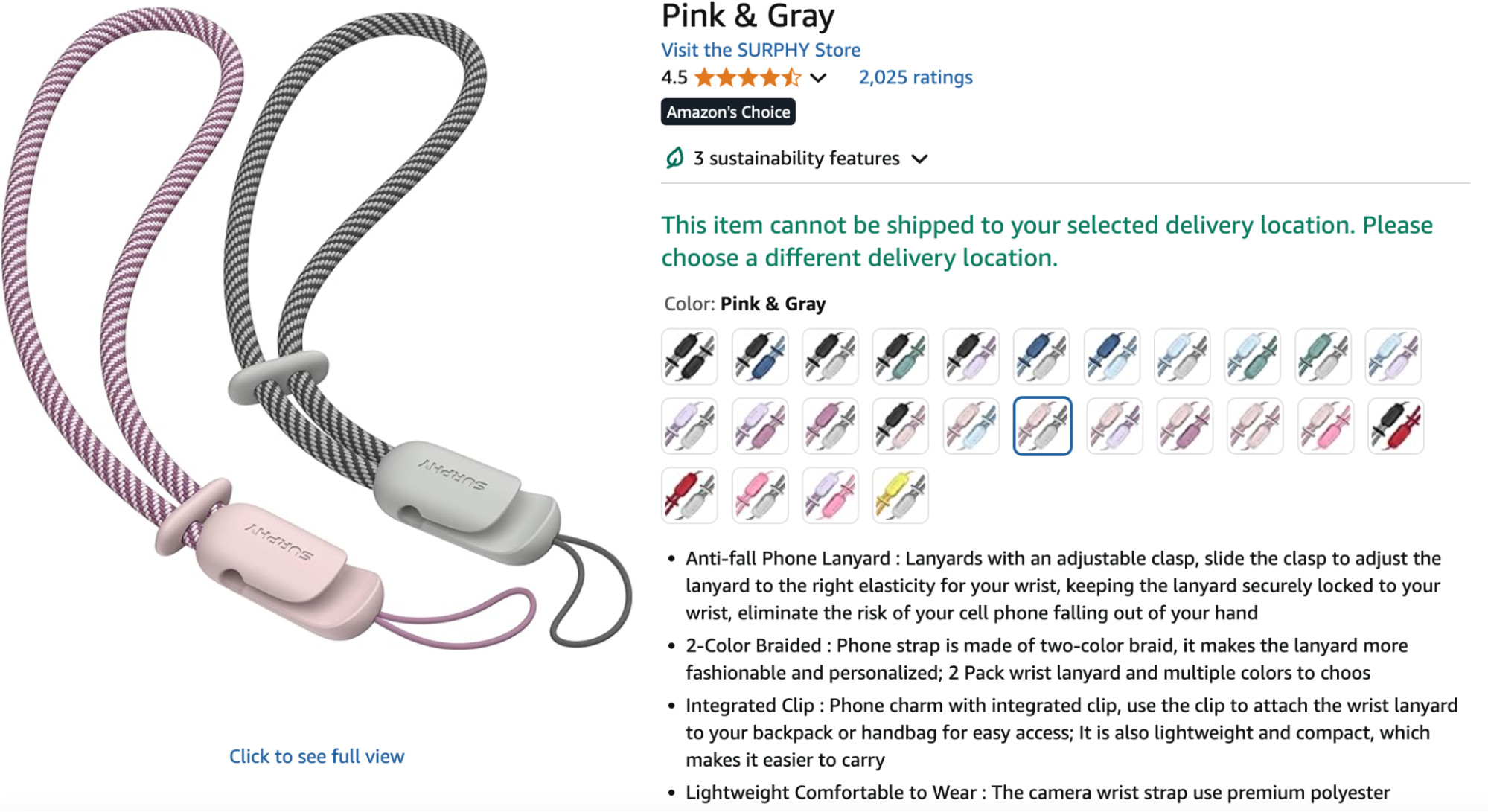 A set of two braided phone wrist lanyards in pink and gray, each featuring an adjustable clasp and integrated clip for secure and comfortable wear. Made with premium polyester, these lightweight straps offer a stylish anti-fall solution for carrying phones, cameras, or accessories. 