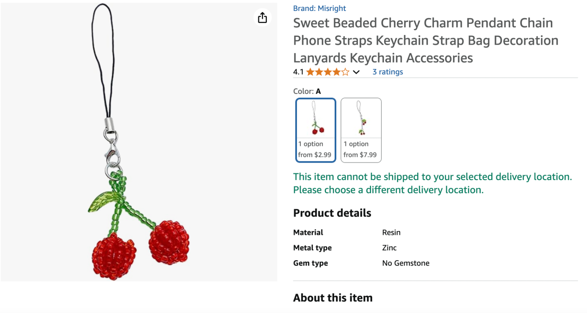 A beaded phone charm featuring two red cherry pendants with green stems and leaf details, attached to a black lanyard strap. This resin accessory includes a lobster clasp and is designed as a decorative keychain or phone strap.